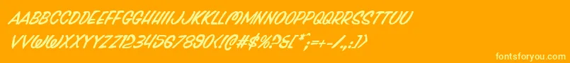Pressdarlingital-Schriftart – Gelbe Schriften auf orangefarbenem Hintergrund