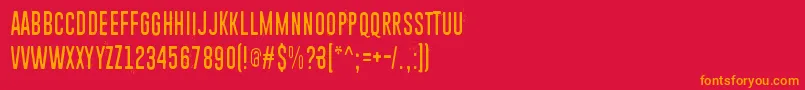 フォントPiparivahtiperhonenItio – 赤い背景にオレンジの文字