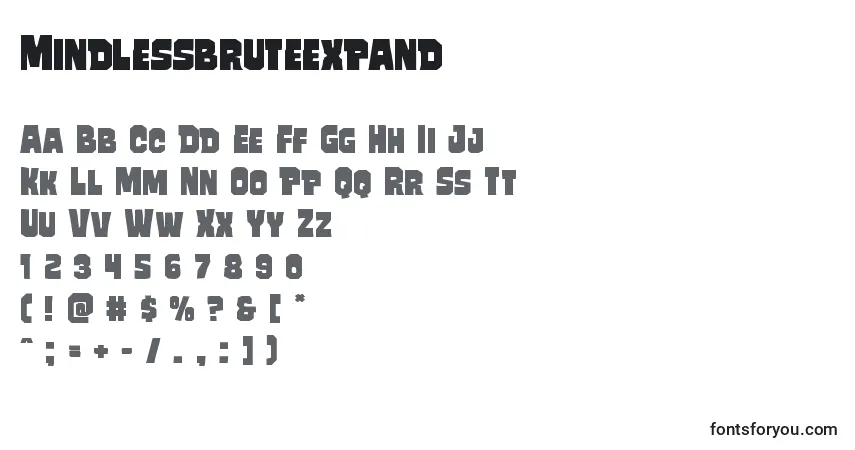 Шрифт Mindlessbruteexpand – алфавит, цифры, специальные символы