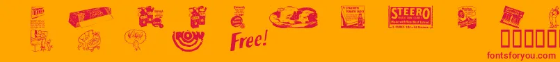 フォントOltimead1 – オレンジの背景に赤い文字