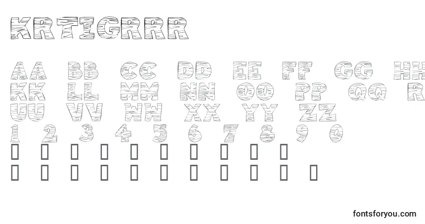 Czcionka KrTigrrr – alfabet, cyfry, specjalne znaki