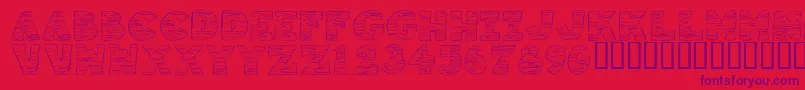 フォントKrTigrrr – 赤い背景に紫のフォント