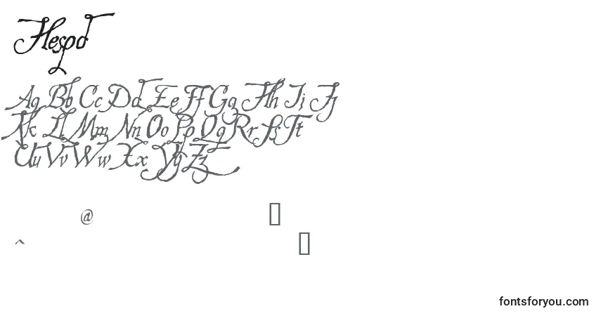 Schriftart Hespd – Alphabet, Zahlen, spezielle Symbole