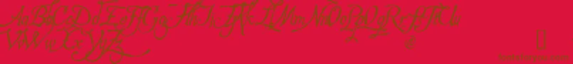 Hespd-Schriftart – Braune Schriften auf rotem Hintergrund