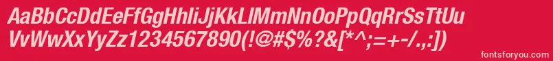 Heaveneticacond7Boldoblsh Font – Pink Fonts on Red Background