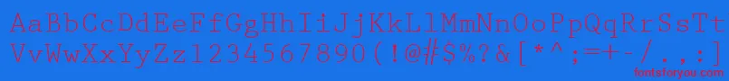 PrestigeEliteLt Font – Red Fonts on Blue Background