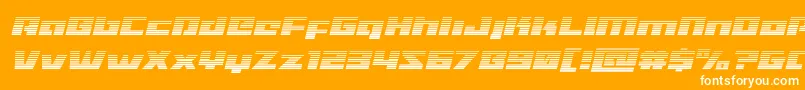 Turbochargegradital-Schriftart – Weiße Schriften auf orangefarbenem Hintergrund