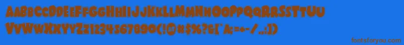Shablagooacad-Schriftart – Braune Schriften auf blauem Hintergrund