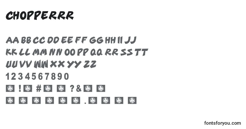 Czcionka Chopperrr – alfabet, cyfry, specjalne znaki