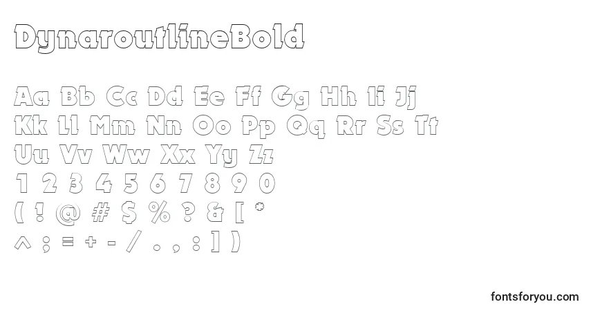 A fonte DynaroutlineBold – alfabeto, números, caracteres especiais