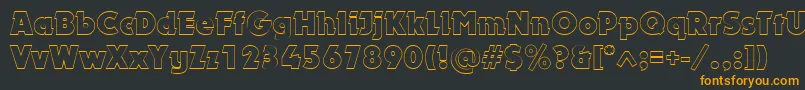 フォントDynaroutlineBold – 黒い背景にオレンジの文字