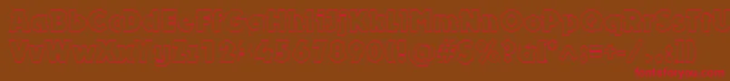 DynaroutlineBold-Schriftart – Rote Schriften auf braunem Hintergrund