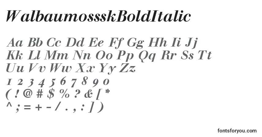 Шрифт WalbaumossskBoldItalic – алфавит, цифры, специальные символы