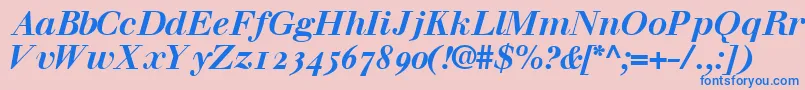 WalbaumossskBoldItalic Font – Blue Fonts on Pink Background