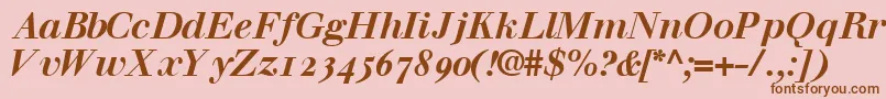 WalbaumossskBoldItalic Font – Brown Fonts on Pink Background