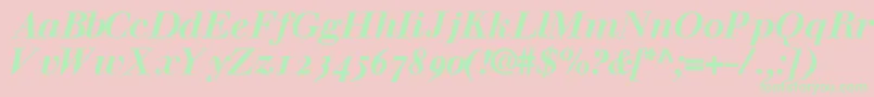 WalbaumossskBoldItalic Font – Green Fonts on Pink Background