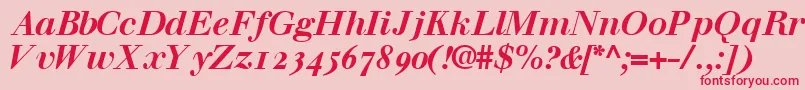 WalbaumossskBoldItalic Font – Red Fonts on Pink Background