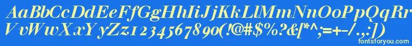 WalbaumossskBoldItalic Font – Yellow Fonts on Blue Background