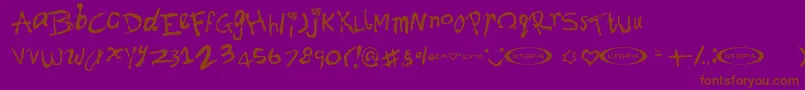 Font ffy-Schriftart – Braune Schriften auf violettem Hintergrund