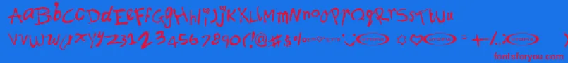 Font ffy-fontti – punaiset fontit sinisellä taustalla