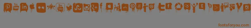 フォントNightmareOnSocialMedia – 茶色の文字が灰色の背景にあります。