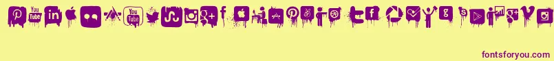 フォントNightmareOnSocialMedia – 紫色のフォント、黄色の背景