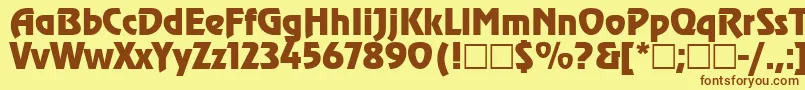 Revue Font – Brown Fonts on Yellow Background