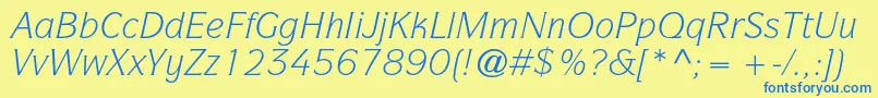 ItcsymbolstdBookitalic Font – Blue Fonts on Yellow Background