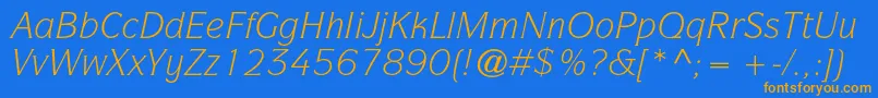 ItcsymbolstdBookitalic-Schriftart – Orangefarbene Schriften auf blauem Hintergrund