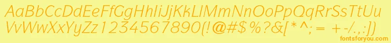 Weitere Informationen zur ItcsymbolstdBookitalic-Schriftart ItcsymbolstdBookitalic-Schriftart – Orangefarbene Schriften auf gelbem Hintergrund
