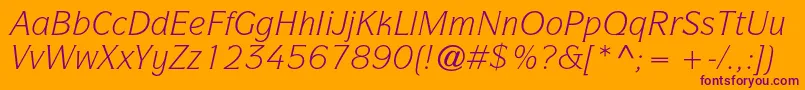 ItcsymbolstdBookitalic-Schriftart – Violette Schriften auf orangefarbenem Hintergrund