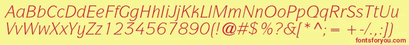 ItcsymbolstdBookitalic Font – Red Fonts on Yellow Background