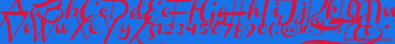 ChannelSlanted1-fontti – punaiset fontit sinisellä taustalla