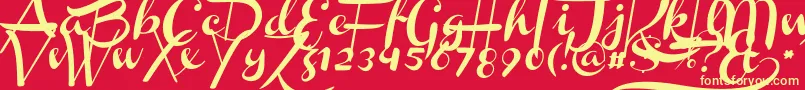 ChannelSlanted1 Font – Yellow Fonts on Red Background