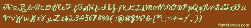 フォントExtremeCoolness – 緑色の文字が茶色の背景にあります。