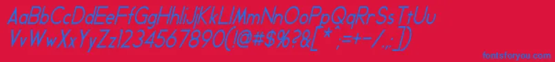 GeddesCondensedItalic-fontti – siniset fontit punaisella taustalla