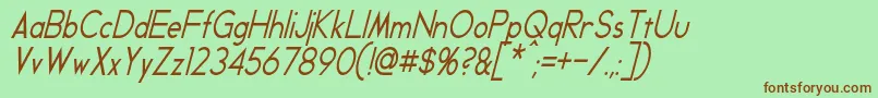 GeddesCondensedItalic-fontti – ruskeat fontit vihreällä taustalla