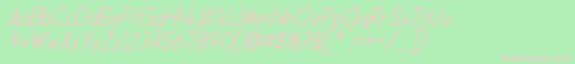 GeddesCondensedItalic-fontti – vaaleanpunaiset fontit vihreällä taustalla