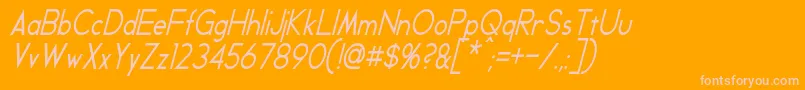 GeddesCondensedItalic-fontti – vaaleanpunaiset fontit oranssilla taustalla