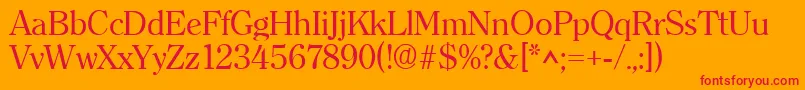 ClearfaceRegular-Schriftart – Rote Schriften auf orangefarbenem Hintergrund