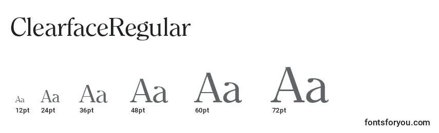 Размеры шрифта ClearfaceRegular