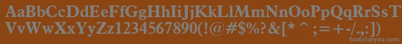 Aldine721BoldBt-fontti – harmaat kirjasimet ruskealla taustalla
