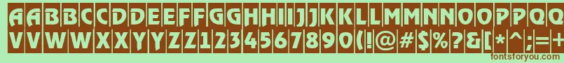 RewindertitulcmRegular-fontti – ruskeat fontit vihreällä taustalla