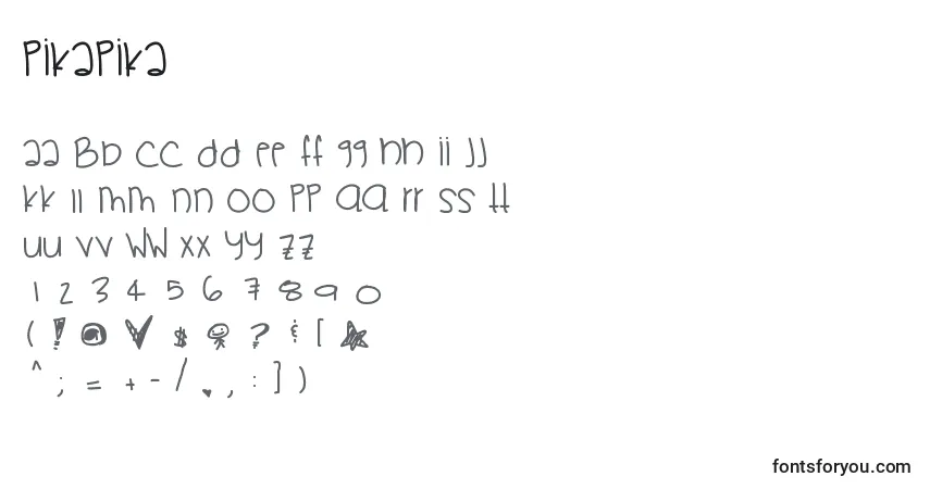 A fonte Pikapika – alfabeto, números, caracteres especiais