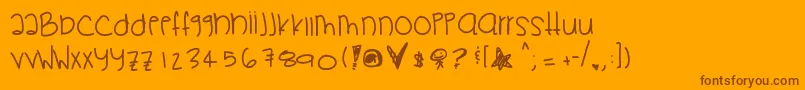 Pikapika-Schriftart – Braune Schriften auf orangefarbenem Hintergrund