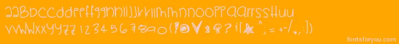 Pikapika-Schriftart – Rosa Schriften auf orangefarbenem Hintergrund