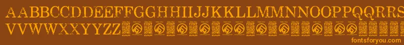 Fonte FallenspartansRegular – fontes laranjas em um fundo marrom