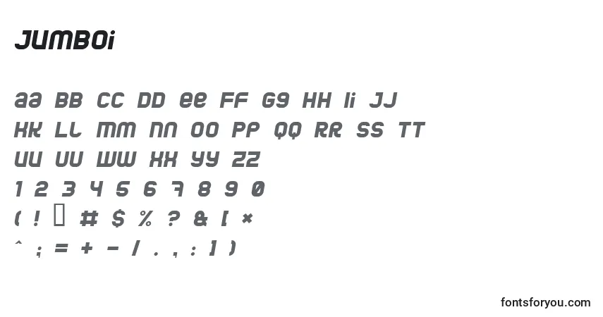Czcionka Jumboi – alfabet, cyfry, specjalne znaki