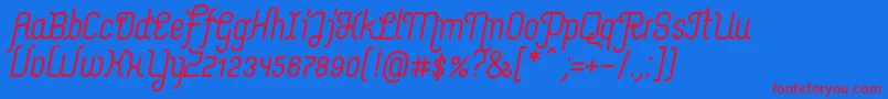 フォントMerijntjeBolditalic – 赤い文字の青い背景