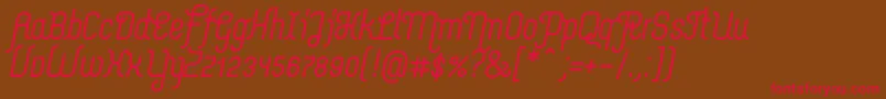 フォントMerijntjeBolditalic – 赤い文字が茶色の背景にあります。